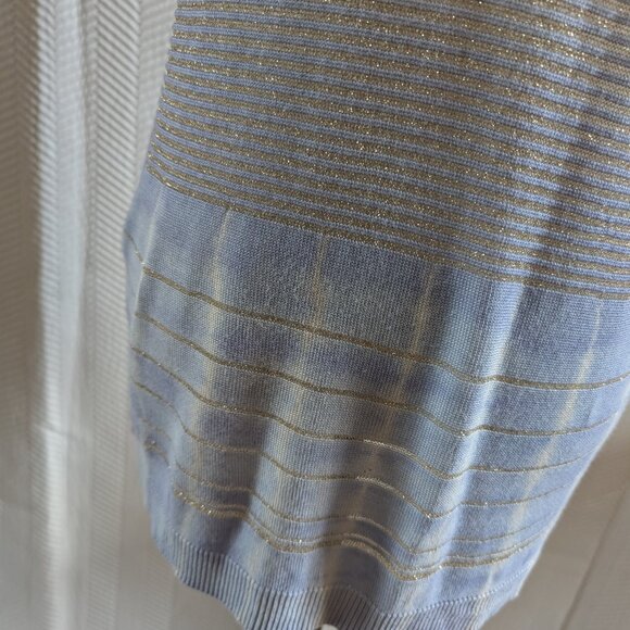 Allison Daley Sleeveless Knit Top Size Medium Metallic Tie-Dye Gold and Blue - Picture 8 of 11